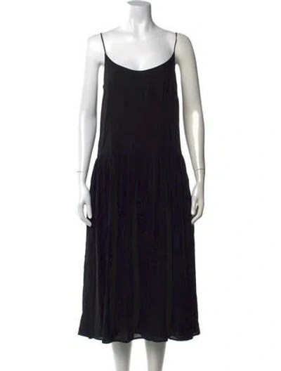 Pre-owned La Prestic Ouiston Scoop Neck Midi Length Dress In Black