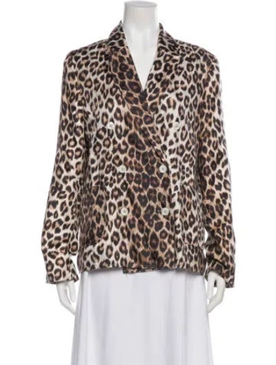 Pre-owned La Prestic Ouiston Silk Animal Print Blazer In Multi
