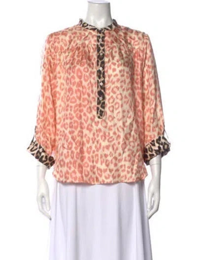 Pre-owned La Prestic Ouiston Silk Animal Print Blouse