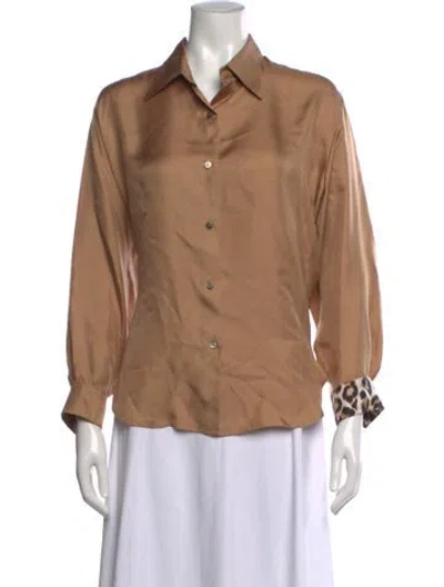 Pre-owned La Prestic Ouiston Silk Animal Print Blouse In Neutral