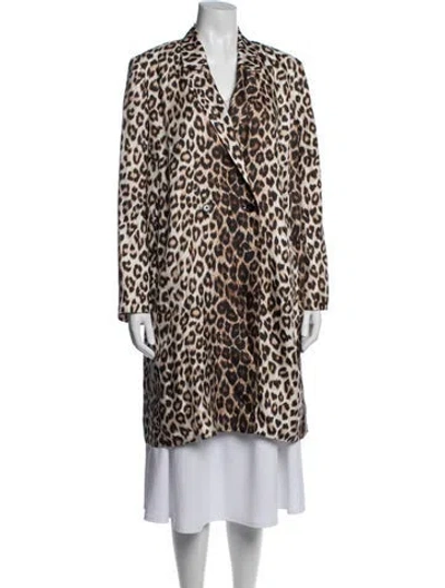 Pre-owned La Prestic Ouiston Silk Animal Print Coat W/ Tags In Neutrals