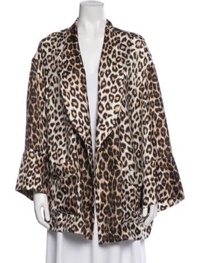 Pre-owned La Prestic Ouiston Silk Animal Print Jacket In Neutral