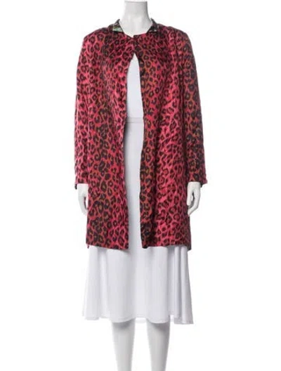 Pre-owned La Prestic Ouiston Silk Animal Print Jacket In Red