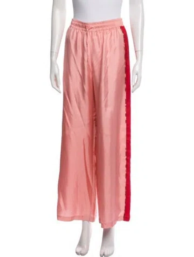Pre-owned La Prestic Ouiston Silk Colorblock Pattern Sweatpants W/ Tags In Pink