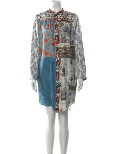 Pre-owned La Prestic Ouiston Silk Knee-length Dress In Blue