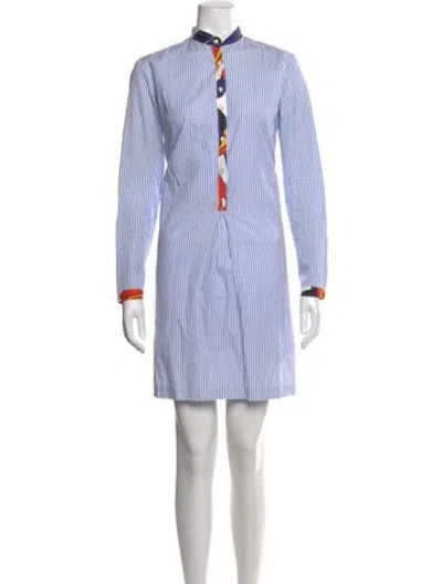 Pre-owned La Prestic Ouiston Silk Knee-length Dress In Blue