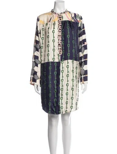 Pre-owned La Prestic Ouiston Silk Knee-length Dress In Blue