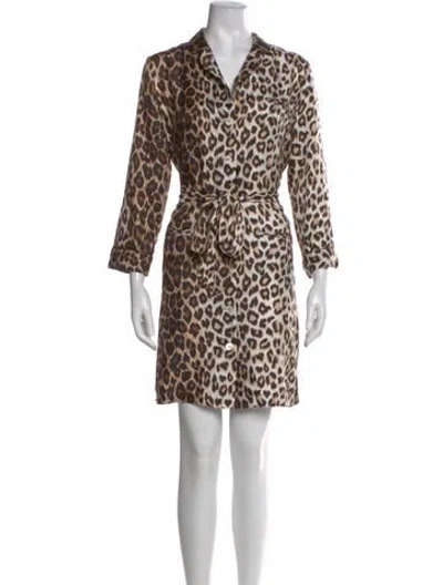 Pre-owned La Prestic Ouiston Silk Knee-length Dress In Brown