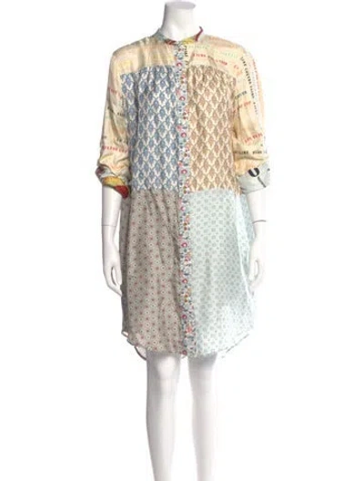 Pre-owned La Prestic Ouiston Silk Knee-length Dress In Gold