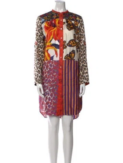 Pre-owned La Prestic Ouiston Silk Knee-length Dress In Orange