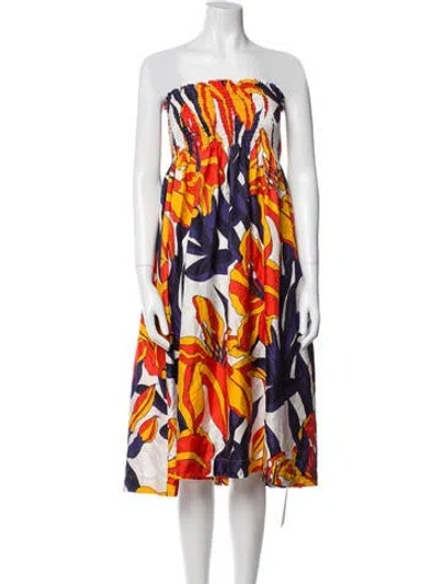 Pre-owned La Prestic Ouiston Silk Knee-length Dress In Orange