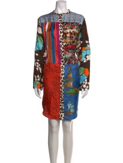 Pre-owned La Prestic Ouiston Silk Knee-length Dress In Orange