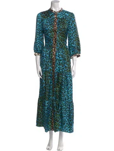 Pre-owned La Prestic Ouiston Silk Long Dress In Blue