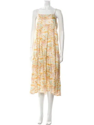 Pre-owned La Prestic Ouiston Silk Long Dress In Multi