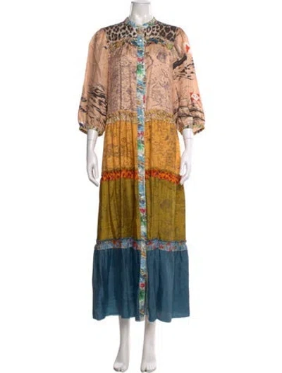 Pre-owned La Prestic Ouiston Silk Long Dress In Multi