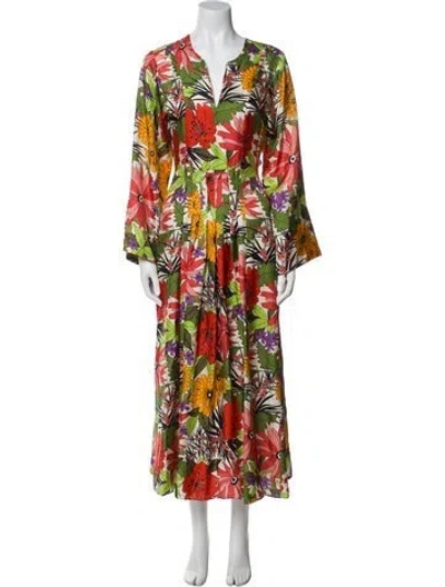 Pre-owned La Prestic Ouiston Silk Long Dress In Multi
