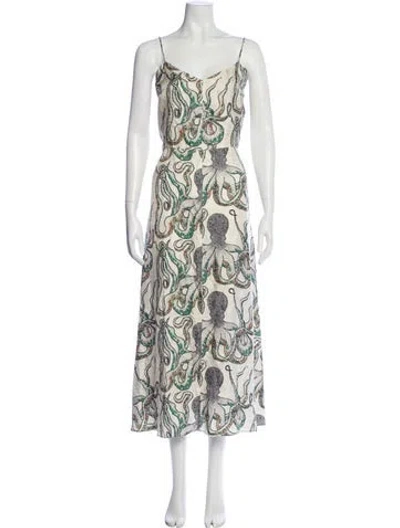 Pre-owned La Prestic Ouiston Silk Long Dress In Multi