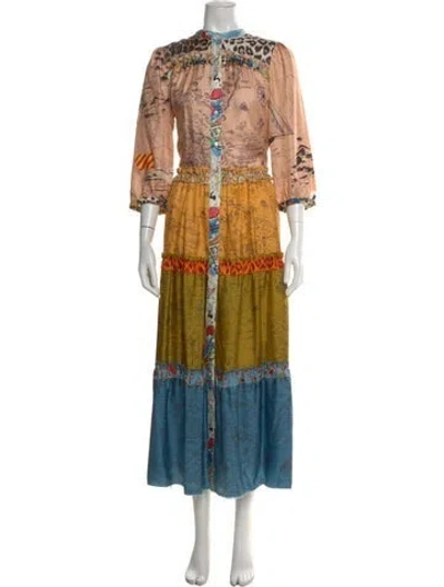 Pre-owned La Prestic Ouiston Silk Long Dress In Multi