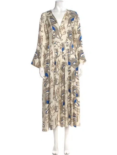 Pre-owned La Prestic Ouiston Silk Long Dress In Neutral