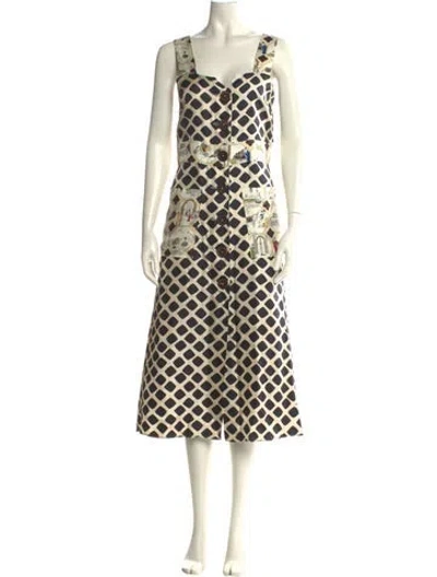 Pre-owned La Prestic Ouiston Silk Long Dress In Neutral