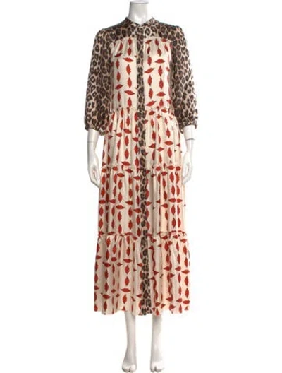 Pre-owned La Prestic Ouiston Silk Long Dress In Neutrals