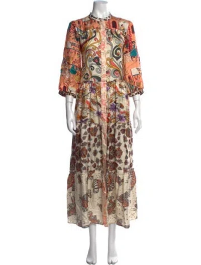 Pre-owned La Prestic Ouiston Silk Long Dress In Neutrals