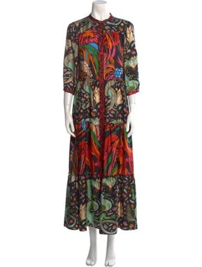 Pre-owned La Prestic Ouiston Silk Long Dress In Red