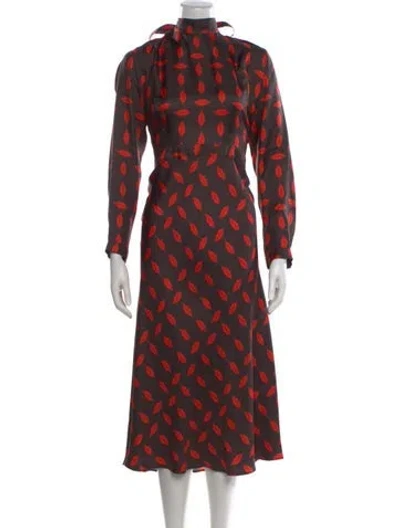 Pre-owned La Prestic Ouiston Silk Long Dress In Red