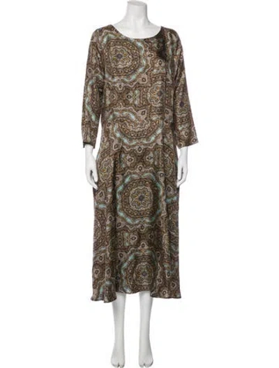 Pre-owned La Prestic Ouiston Silk Long Dress W/ Tags In Green