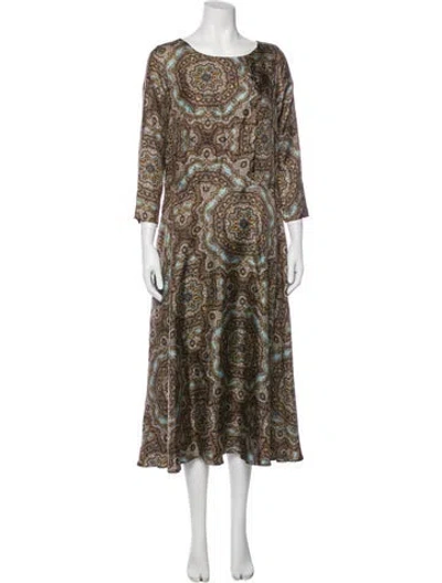 Pre-owned La Prestic Ouiston Silk Long Dress W/ Tags In Green