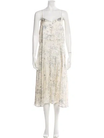 Pre-owned La Prestic Ouiston Silk Long Dress W/ Tags In Neutral