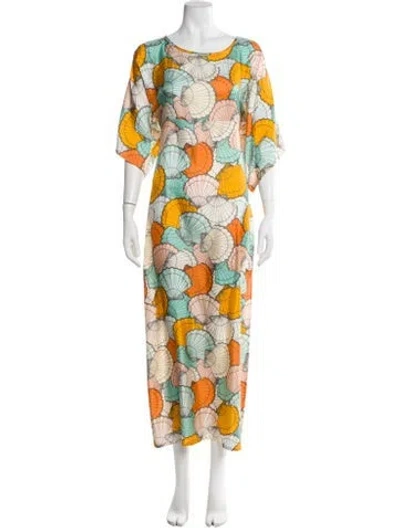 Pre-owned La Prestic Ouiston Silk Long Dress W/ Tags In Orange