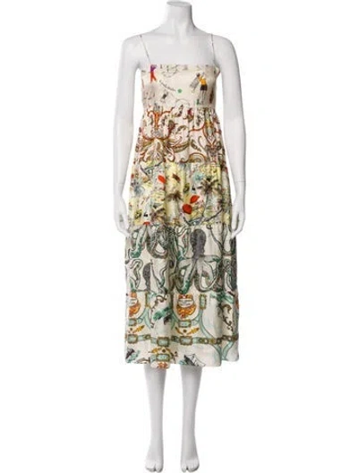 Pre-owned La Prestic Ouiston Silk Long Dress W/ Tags In White