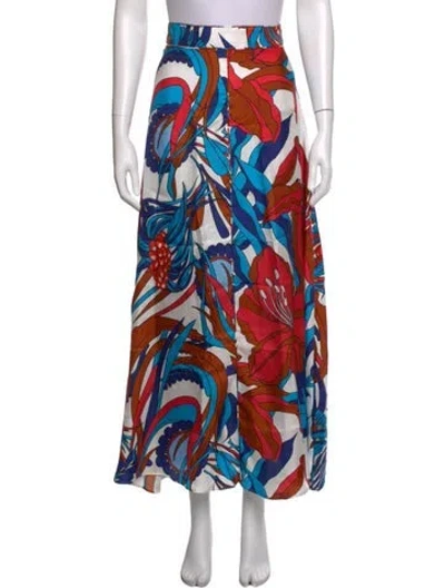 Pre-owned La Prestic Ouiston Silk Long Skirt In Blue