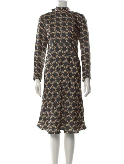 Pre-owned La Prestic Ouiston Silk Midi Length Dress In Black