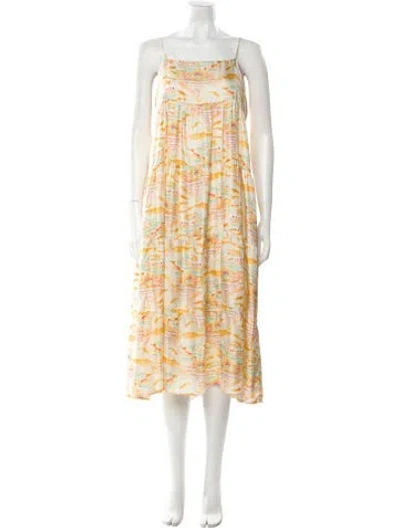 Pre-owned La Prestic Ouiston Silk Midi Length Dress In Multi