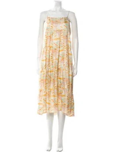 Pre-owned La Prestic Ouiston Silk Midi Length Dress In Multi