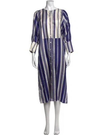 Pre-owned La Prestic Ouiston Silk Midi Length Dress In Multicolor
