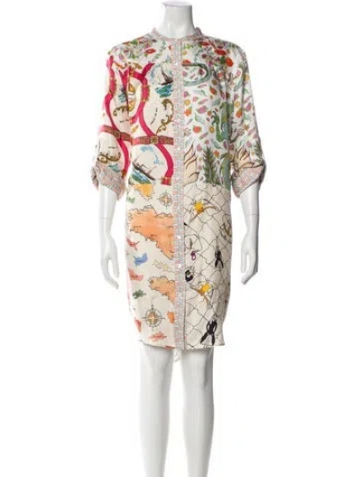 Pre-owned La Prestic Ouiston Silk Midi Length Dress In Neutral