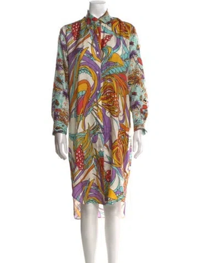 Pre-owned La Prestic Ouiston Silk Midi Length Dress In Neutral