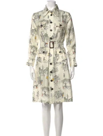 Pre-owned La Prestic Ouiston Silk Midi Length Dress In Neutral