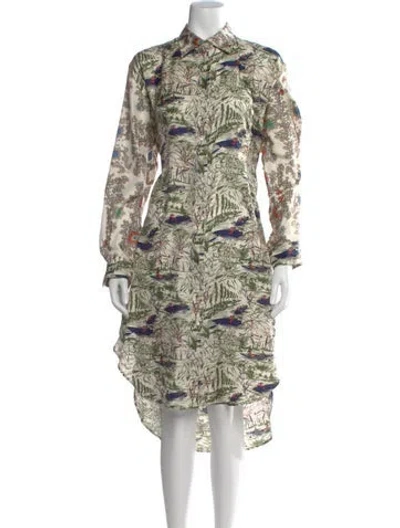 Pre-owned La Prestic Ouiston Silk Midi Length Dress In Neutral