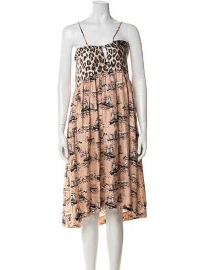 Pre-owned La Prestic Ouiston Silk Midi Length Dress In Neutral