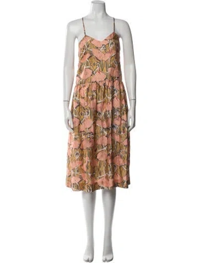 Pre-owned La Prestic Ouiston Silk Midi Length Dress In Pink