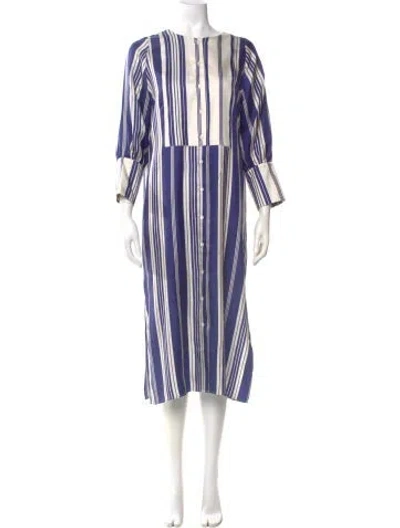 Pre-owned La Prestic Ouiston Silk Midi Length Dress W/ Tags In Blue