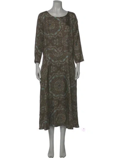 Pre-owned La Prestic Ouiston Silk Midi Length Dress W/ Tags In Green