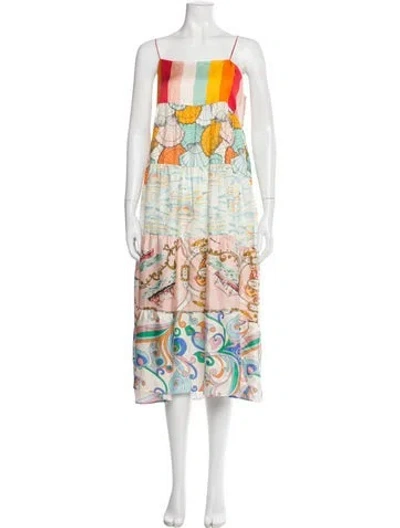 Pre-owned La Prestic Ouiston Silk Midi Length Dress In White