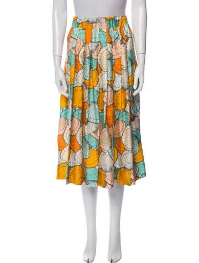 Pre-owned La Prestic Ouiston Silk Midi Length Skirt In Multi