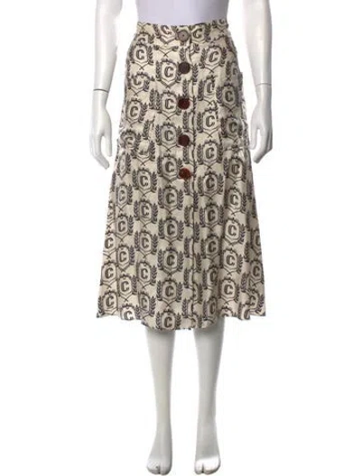 Pre-owned La Prestic Ouiston Silk Midi Length Skirt In Neutrals