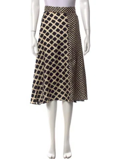Pre-owned La Prestic Ouiston Silk Midi Length Skirt In Neutrals